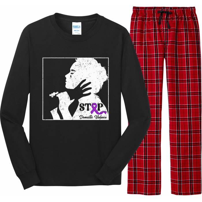 Stop Domestic Violence Awareness Month Purple Ribbon Warrior Long Sleeve Pajama Set