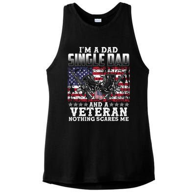 Single Dad Veteran I Am A Dad Single Dad And A Veteran Gift Ladies PosiCharge Tri-Blend Wicking Tank