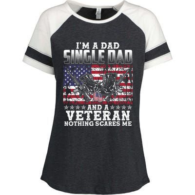 Single Dad Veteran I Am A Dad Single Dad And A Veteran Gift Enza Ladies Jersey Colorblock Tee