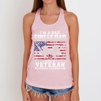 Single Dad Veteran I Am A Dad Single Dad And A Veteran Gift Women's Knotted Racerback Tank