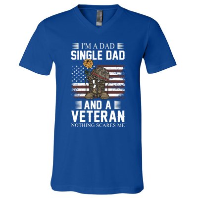 Single Dad Veteran I'm A Dad Single Dad And A Veteran Gift V-Neck T-Shirt