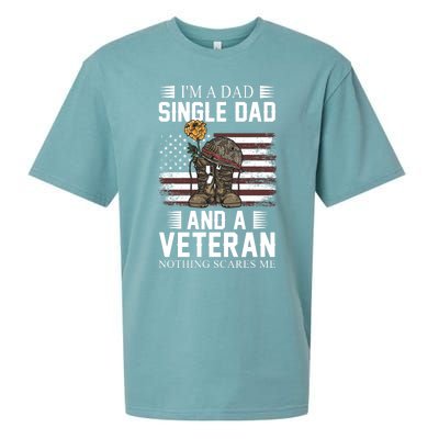 Single Dad Veteran I'm A Dad Single Dad And A Veteran Gift Sueded Cloud Jersey T-Shirt