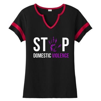 Stop Domestic Violence Awareness Survivor Gift Design Ladies Halftime Notch Neck Tee