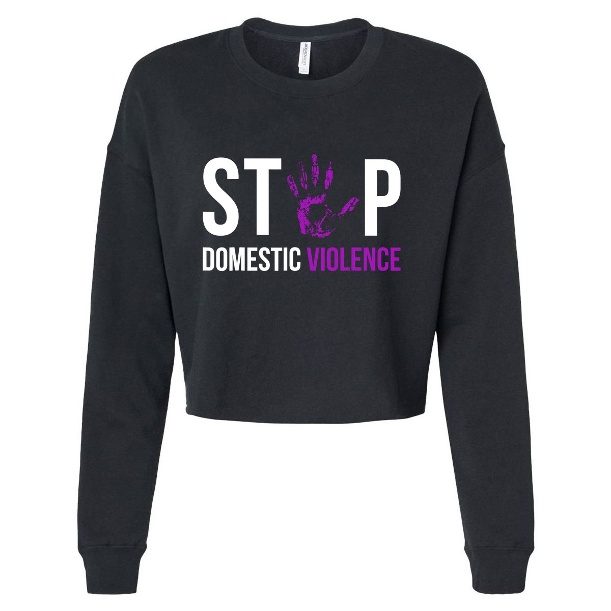 Stop Domestic Violence Awareness Survivor Gift Design Cropped Pullover Crew