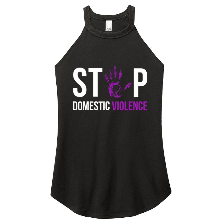 Stop Domestic Violence Awareness Survivor Gift Design Women's Perfect Tri Rocker Tank