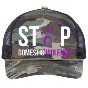 Stop Domestic Violence Awareness Survivor Gift Design Retro Rope Trucker Hat Cap