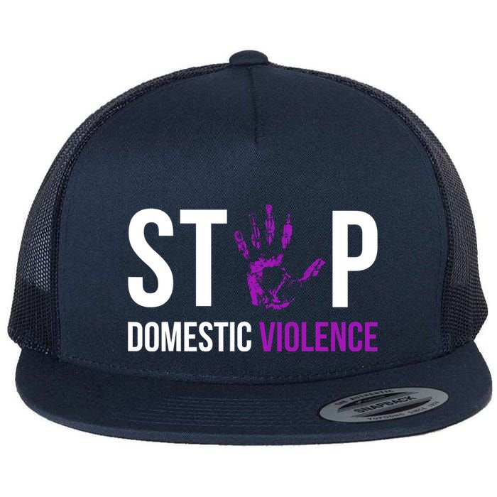 Stop Domestic Violence Awareness Survivor Gift Design Flat Bill Trucker Hat