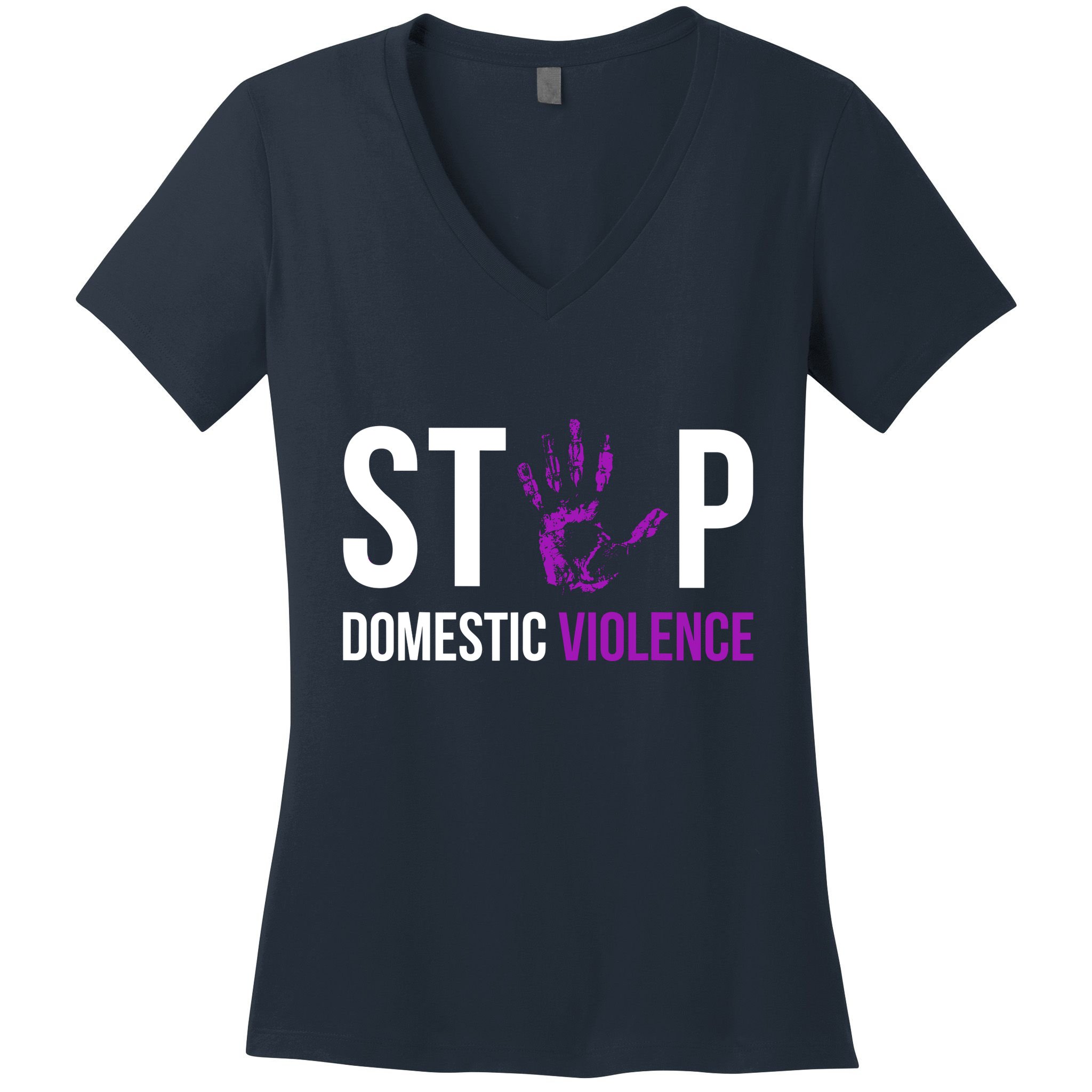 Stop Domestic Violence Awareness Survivor Gift Design Women's V-Neck T-Shirt