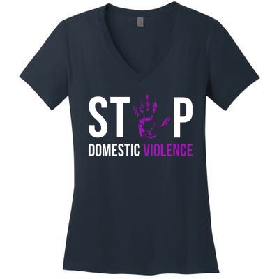 Stop Domestic Violence Awareness Survivor Gift Design Women's V-Neck T-Shirt