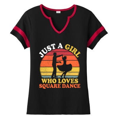 Square Dance Vintage Just A Who Loves Square Dance Meaningful Gift Ladies Halftime Notch Neck Tee