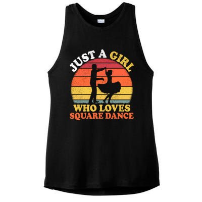 Square Dance Vintage Just A Who Loves Square Dance Meaningful Gift Ladies PosiCharge Tri-Blend Wicking Tank