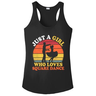 Square Dance Vintage Just A Who Loves Square Dance Meaningful Gift Ladies PosiCharge Competitor Racerback Tank