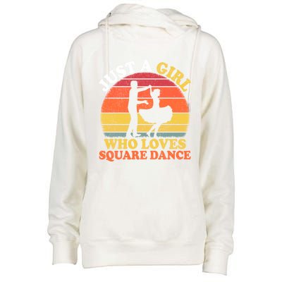 Square Dance Vintage Just A Who Loves Square Dance Meaningful Gift Womens Funnel Neck Pullover Hood