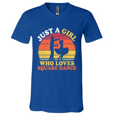 Square Dance Vintage Just A Who Loves Square Dance Meaningful Gift V-Neck T-Shirt