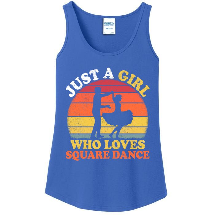 Square Dance Vintage Just A Who Loves Square Dance Meaningful Gift Ladies Essential Tank