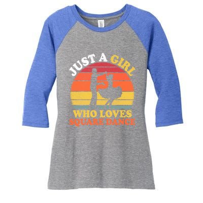 Square Dance Vintage Just A Who Loves Square Dance Meaningful Gift Women's Tri-Blend 3/4-Sleeve Raglan Shirt