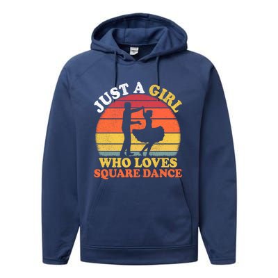 Square Dance Vintage Just A Who Loves Square Dance Meaningful Gift Performance Fleece Hoodie