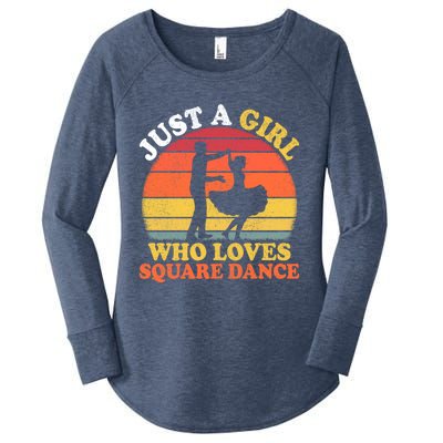 Square Dance Vintage Just A Who Loves Square Dance Meaningful Gift Women's Perfect Tri Tunic Long Sleeve Shirt