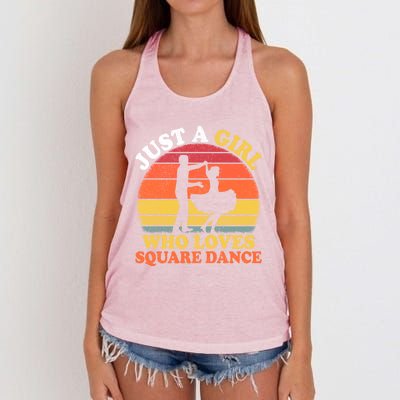 Square Dance Vintage Just A Who Loves Square Dance Meaningful Gift Women's Knotted Racerback Tank