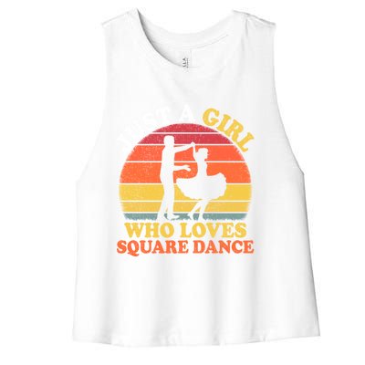 Square Dance Vintage Just A Who Loves Square Dance Meaningful Gift Women's Racerback Cropped Tank