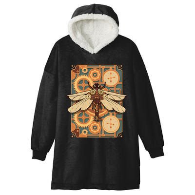 Steampunk Dragonfly Victorian Art Mechanical Steam Punk Hooded Wearable Blanket