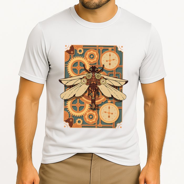 Steampunk Dragonfly Victorian Art Mechanical Steam Punk Cooling Performance Crew T-Shirt