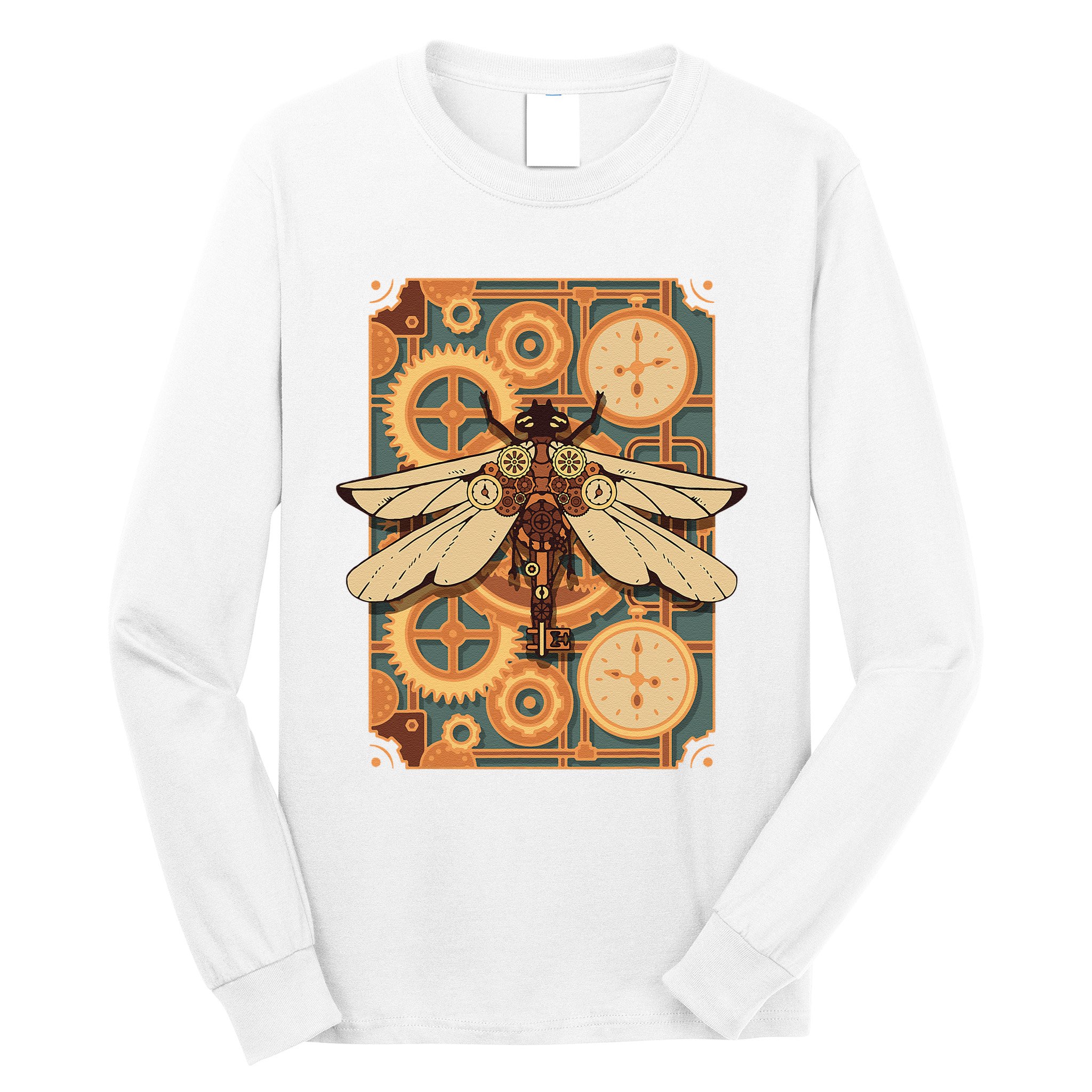 Steampunk Dragonfly Victorian Art Mechanical Steam Punk Long Sleeve Shirt