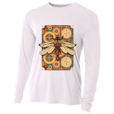 Steampunk Dragonfly Victorian Art Mechanical Steam Punk Cooling Performance Long Sleeve Crew
