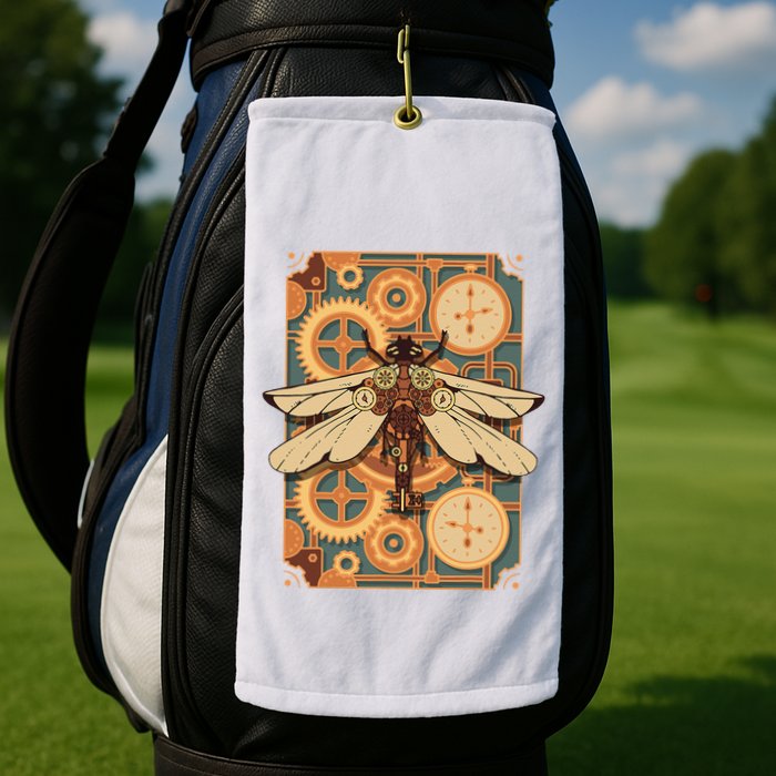 Steampunk Dragonfly Victorian Art Mechanical Steam Punk Golf Towel