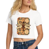 Steampunk Dragonfly Victorian Art Mechanical Steam Punk Crop Top