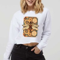 Steampunk Dragonfly Victorian Art Mechanical Steam Punk Cropped Pullover Crew