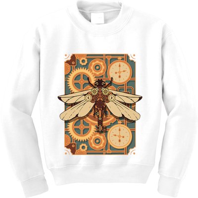 Steampunk Dragonfly Victorian Art Mechanical Steam Punk Kids Sweatshirt