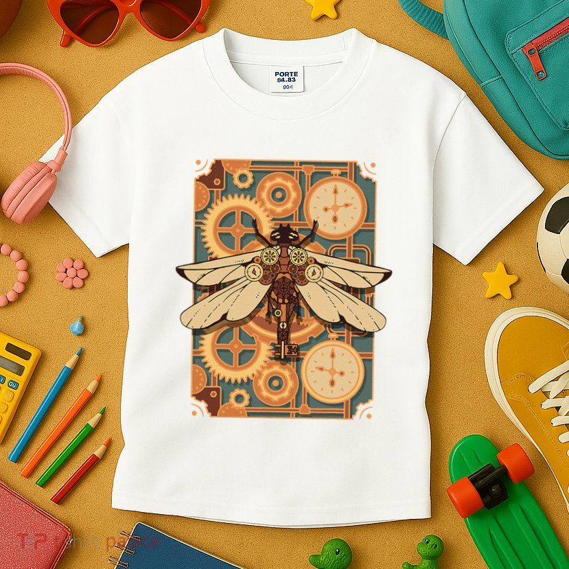 Steampunk Dragonfly Victorian Art Mechanical Steam Punk Kids T-Shirt