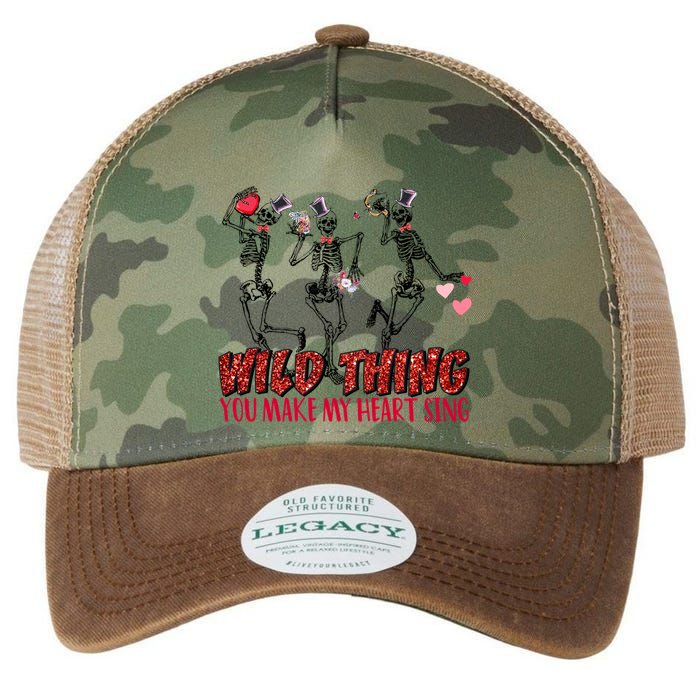 Skeleton Dancing Valentine Wild Thing You Make My Heart Sing Gift Legacy Tie Dye Trucker Hat