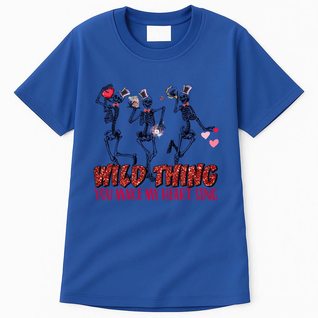 Skeleton Dancing Valentine Wild Thing You Make My Heart Sing Gift Tall T-Shirt
