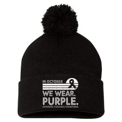 Support Domestic Violence Awareness with Purple October Pom Pom 12in Knit Beanie