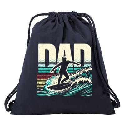 Surfer Dad Vintage Surfing Lover FatherS Day Gift Drawstring Bag