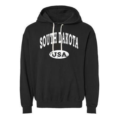 South Dakota Vintage Distressed Usa Garment-Dyed Fleece Hoodie