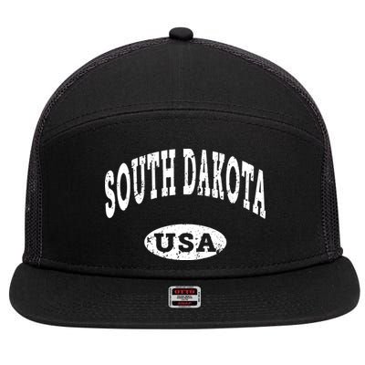South Dakota Vintage Distressed Usa 7 Panel Mesh Trucker Snapback Hat