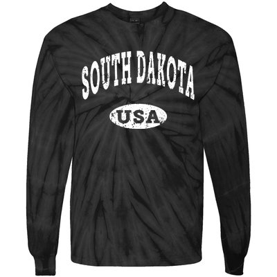 South Dakota Vintage Distressed Usa Tie-Dye Long Sleeve Shirt