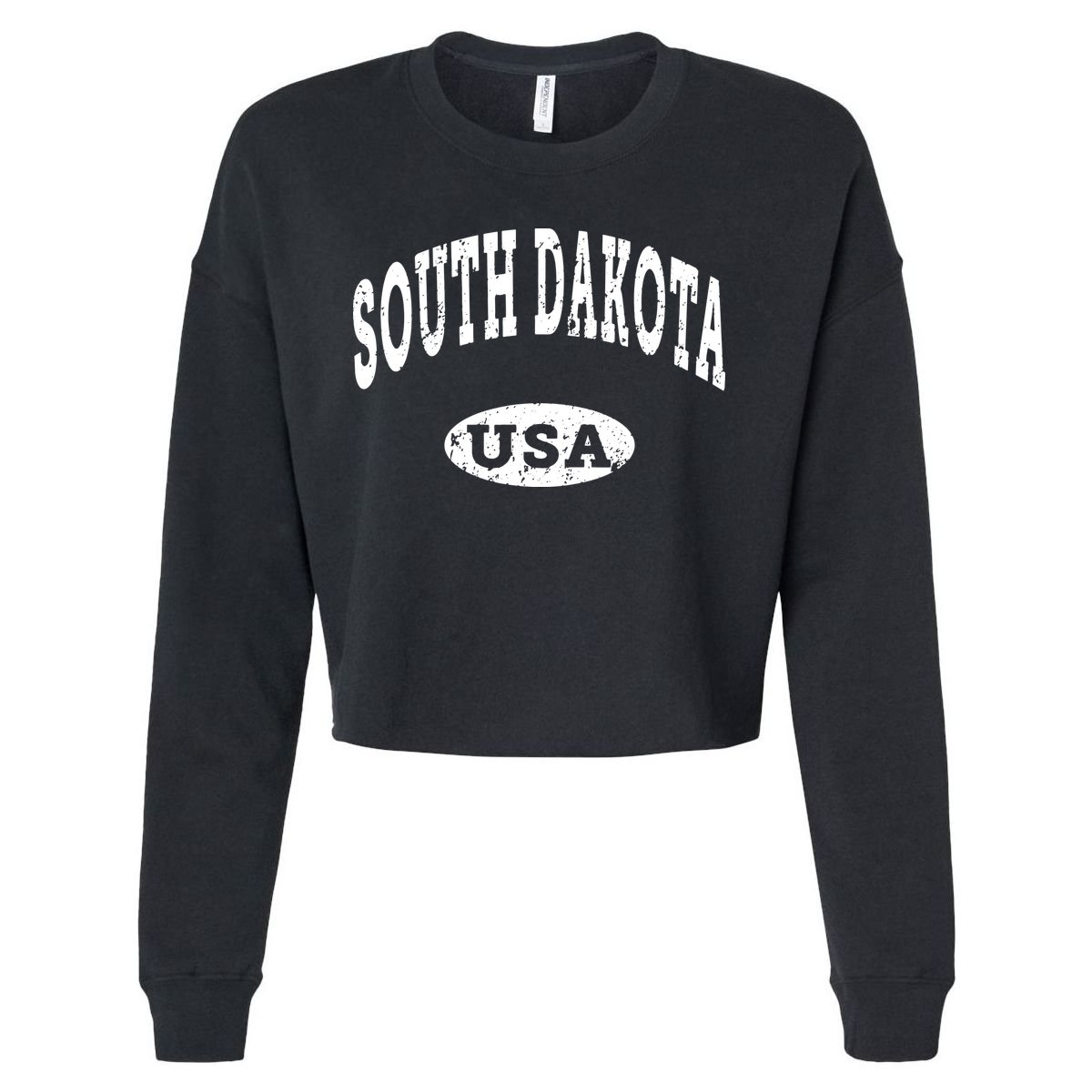 South Dakota Vintage Distressed Usa Cropped Pullover Crew