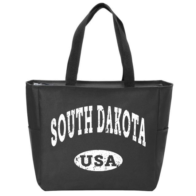 South Dakota Vintage Distressed Usa Zip Tote Bag