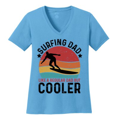 Surfing Dad Vintage Surfing Player Fathers Day Cute Gift Women's V-Neck T-Shirt