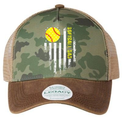 Softball Dad Vintage American Flag Father's Day Legacy Tie Dye Trucker Hat