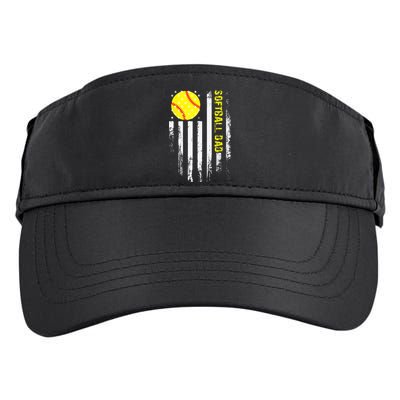 Softball Dad Vintage American Flag Father's Day Adult Drive Performance Visor