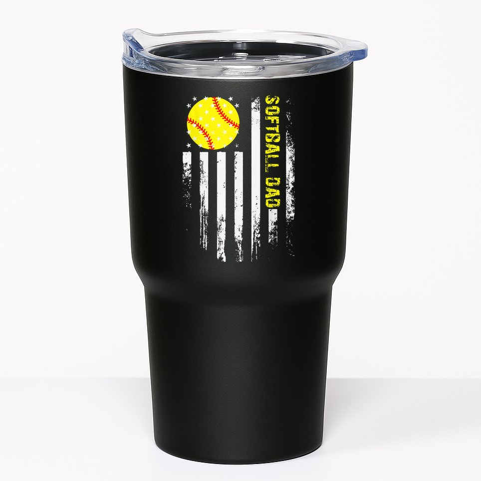 Softball Dad Vintage American Flag Father's Day Tumbler