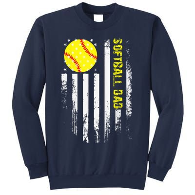 Softball Dad Vintage American Flag Father's Day Sweatshirt