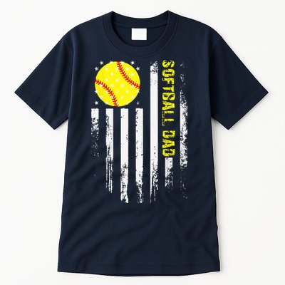 Softball Dad Vintage American Flag Father's Day Tall T-Shirt