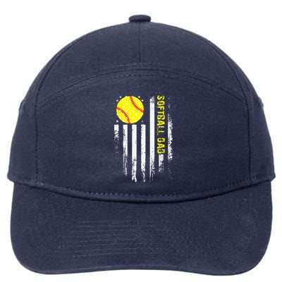 Softball Dad Vintage American Flag Father's Day 7-Panel Snapback Hat