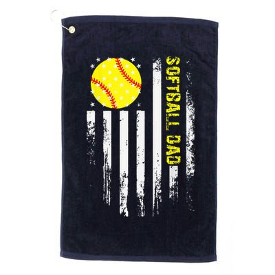 Softball Dad Vintage American Flag Father's Day Golf Towel